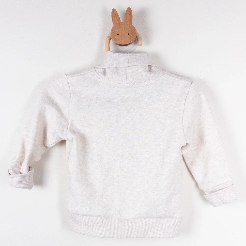 H&M Shawl Collar Cardigan Baby 6M Oatmeal‎ Heather Button Front Fleece